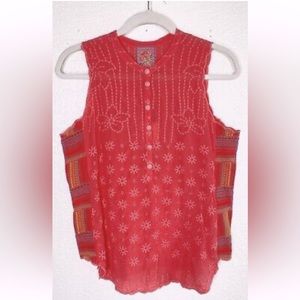 JOHNNY WAS “Turia” Eyelet Tank. Excellent condition. Size SMALL.